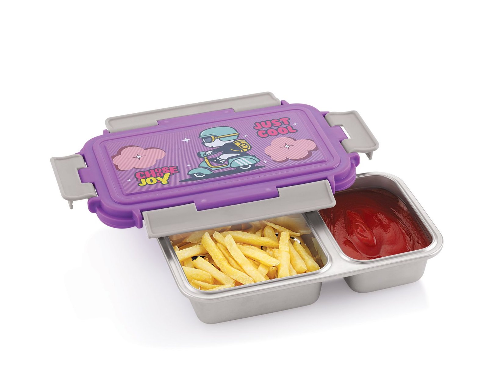 FOOD FEAST 2 PARTITION STAINLESS STEEL LUNCH BOX - Image 5